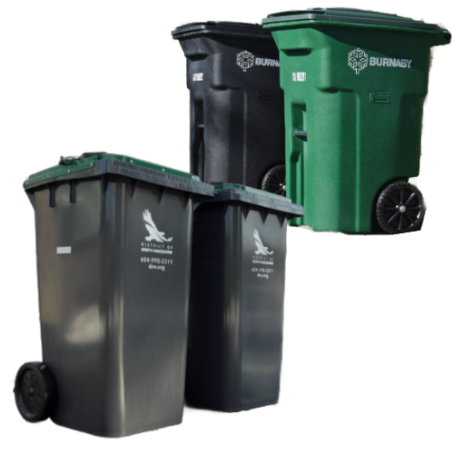 Garbage can cleaning wheeled carts in North Vancouver